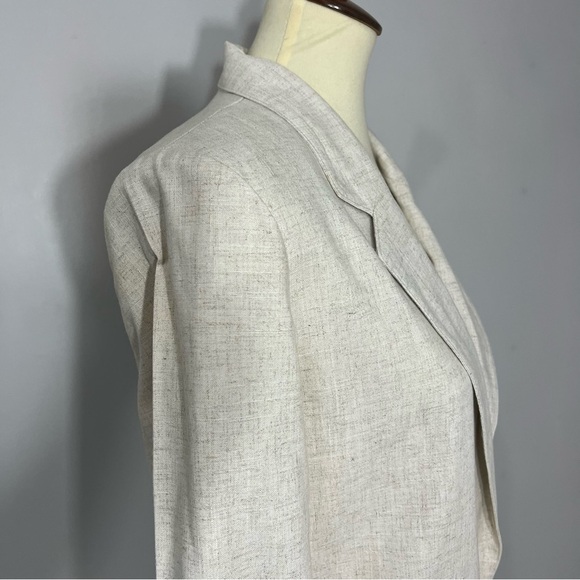 Vintage Linen Blazer Jacket Longline Jacket Neutral Spring Top Lightweight Layer - Picture 7 of 9